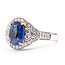 Ring Pave Milgrain 0.54ctw Round Diamonds GIA: 2235679366 3.00ct Blue Sapphire Platinum & 18k Sz7 6.7g 226070056