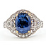 Ring Pave Milgrain 0.54ctw Round Diamonds GIA: 2235679366 3.00ct Blue Sapphire Platinum & 18k Sz7 6.7g 226070056