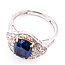 Ring Pave Milgrain 0.54ctw Round Diamonds GIA: 2235679366 3.00ct Blue Sapphire Platinum & 18k Sz7 6.7g 226070056