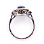 Ring Pave Milgrain 0.54ctw Round Diamonds GIA: 2235679366 3.00ct Blue Sapphire Platinum & 18k Sz7 6.7g 226070056