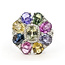 Ring Floral Split Band 0.45ctw Round Diamonds GIA: 2235890927 9.15ct Multi Color Sapphire Pt900 22mm Sz7.5 9.4g 226070058