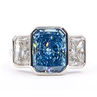 Ring Engagement 3-Stone 3.00ct Cut Cornered Rectangular Lab Grown Diamonds 1.96ctw Near Colorless Lab Grown Diamond 14kw 11mm sz6.75 4g 226070064