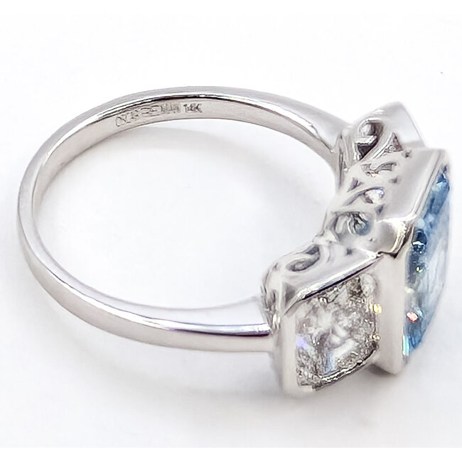 Ring Engagement 3-Stone 3.00ct Cut Cornered Rectangular Lab Grown Diamonds 1.96ctw Near Colorless Lab Grown Diamond 14kw 11mm sz6.75 4g 226070064