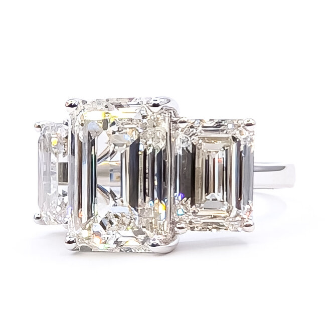 Ring 3-Stone  13.75ctw Emerald Cut Lab Grown Diamonds IGI   Lab Grown Diamond    14k 13mm Sz6.75 6.8g 226070067