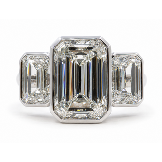 Ring Engagement 3-Stone 5.34ct Emerald Cut Lab Grown Diamonds 2.74ctw Near Colorless Lab Grown Diamond 14k 13mm Sz6.75 5.4g 226070065