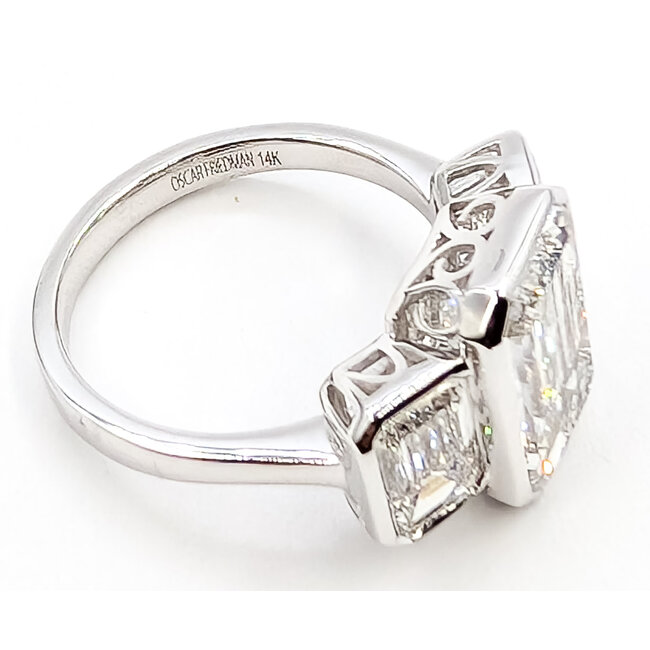 Ring Engagement 3-Stone 5.34ct Emerald Cut Lab Grown Diamonds 2.74ctw Near Colorless Lab Grown Diamond 14k 13mm Sz6.75 5.4g 226070065