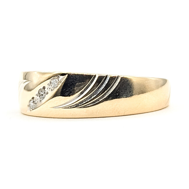 Ring Engagement 3-Stone .03ctw Round Diamonds 14ky 7mm Sz11.5 7.35g 126070105