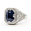 Ring Geometic Milgrain 0.82ctw Round Diamonds GIA: 3.73ct Blue Ceylon Sapphire Platinum Sz7 10.7g 226070044
