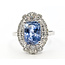 Ring Cocktail Halo 0.89ctw Round Diamonds GIA: 1232819599 4.14ct Blue Sapphire Pt900 19mm Sz6.75 7g 226070050