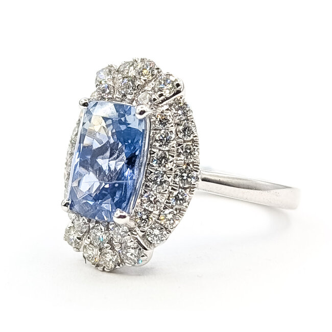 Ring Cocktail Halo 0.89ctw Round Diamonds GIA: 1232819599 4.14ct Blue Sapphire Pt900 19mm Sz6.75 7g 226070050