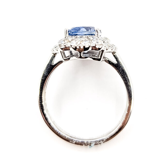 Ring Cocktail Halo 0.89ctw Round Diamonds GIA: 1232819599 4.14ct Blue Sapphire Pt900 19mm Sz6.75 7g 226070050