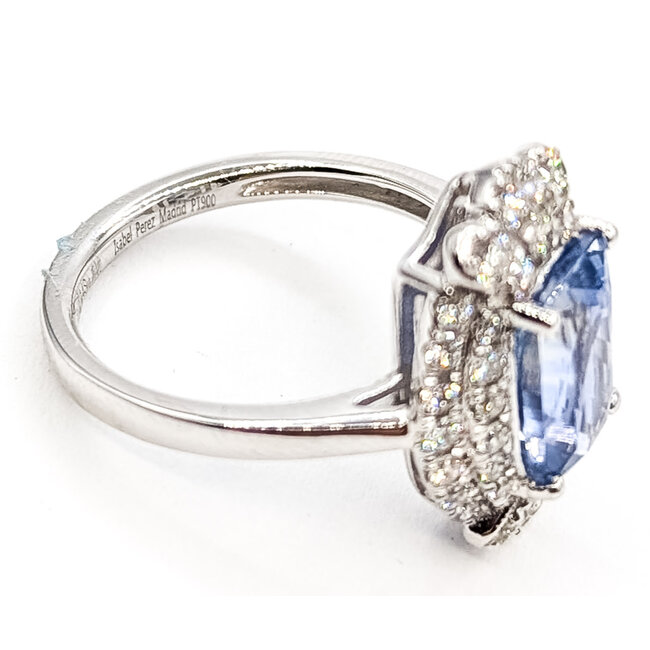 Ring Cocktail Halo 0.89ctw Round Diamonds GIA: 1232819599 4.14ct Blue Sapphire Pt900 19mm Sz6.75 7g 226070050