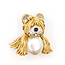 Brooch Animal Dog 0.50ctw Round Diamonds  12mm White Pearl    18ky 32x30mm  15.62g 226070127