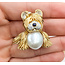 Brooch Animal Dog 0.50ctw Round Diamonds  12mm White Pearl    18ky 32x30mm  15.62g 226070127