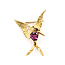 Brooch Whimsical Hummingbird  0.03ctw Round Diamonds  0.50ct Red Ruby    18ky  1x.75" 3.7g 226070129