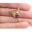 Brooch Whimsical Hummingbird  0.03ctw Round Diamonds  0.50ct Red Ruby    18ky  1x.75" 3.7g 226070129