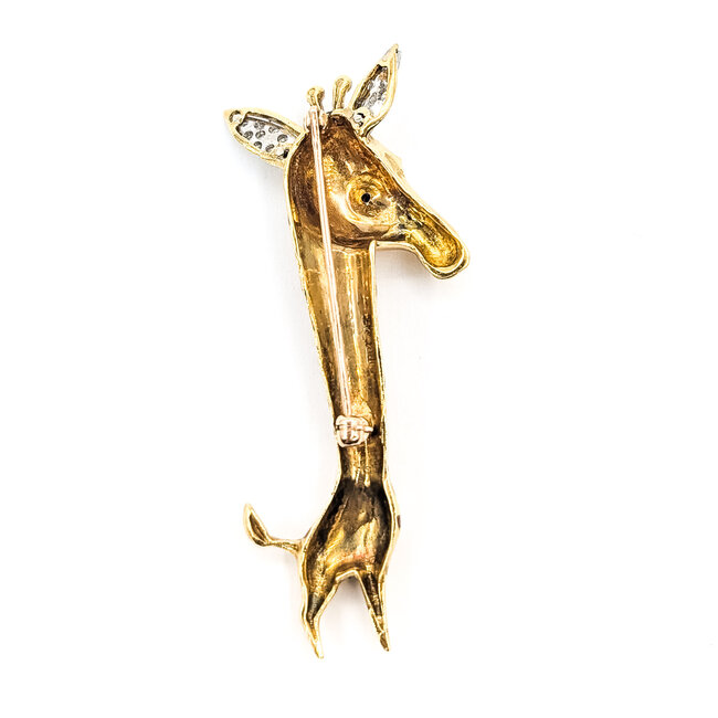 Brooch Whimsical Girafffe  0.15ctw Round Diamonds  .08ct Blue Sapphire    18ky  2.4x.8" 12.89g 226070130