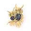 Brooch Horned Owl      2.86ct Blue Sapphire 0.32ct Green Emerald 18ky  1.9x1.4" 22.93g 226070145