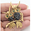 Brooch Horned Owl      2.86ct Blue Sapphire 0.32ct Green Emerald 18ky  1.9x1.4" 22.93g 226070145