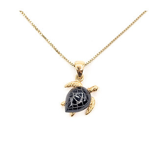 Pendant Sea Turtle W/chain     10x7mm Black Onyx    14ky 18x12mm 18" 2.67g 226070134
