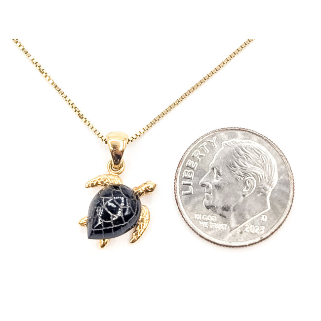 Pendant Sea Turtle W/chain     10x7mm Black Onyx    14ky 18x12mm 18" 2.67g 226070134