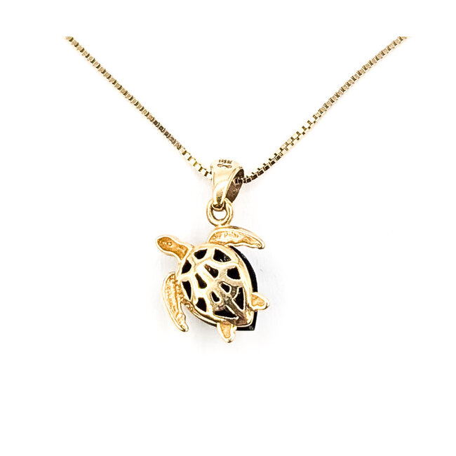 Pendant Sea Turtle W/chain     10x7mm Black Onyx    14ky 18x12mm 18" 2.67g 226070134