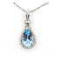 Pendant Tear Drop 0.40ctw Round Diamonds 4.64ct Blue Aquamarine 18kw 32x14mm 16" 3.65g 226070138