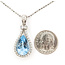 Pendant Tear Drop 0.40ctw Round Diamonds 4.64ct Blue Aquamarine 18kw 32x14mm 16" 3.65g 226070138