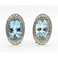 Earrings Halo Milgrain 0.64ctw Round Diamonds  11.10ct Blue Aquamarine    14kw 24x15mm  12.00g 226070140