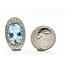 Earrings Halo Milgrain 0.64ctw Round Diamonds  11.10ct Blue Aquamarine    14kw 24x15mm  12.00g 226070140