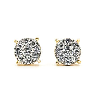 Earrings Stud Cluster 0.38ctw Round Diamonds        18ky 7.5mm  2.20g 226070073