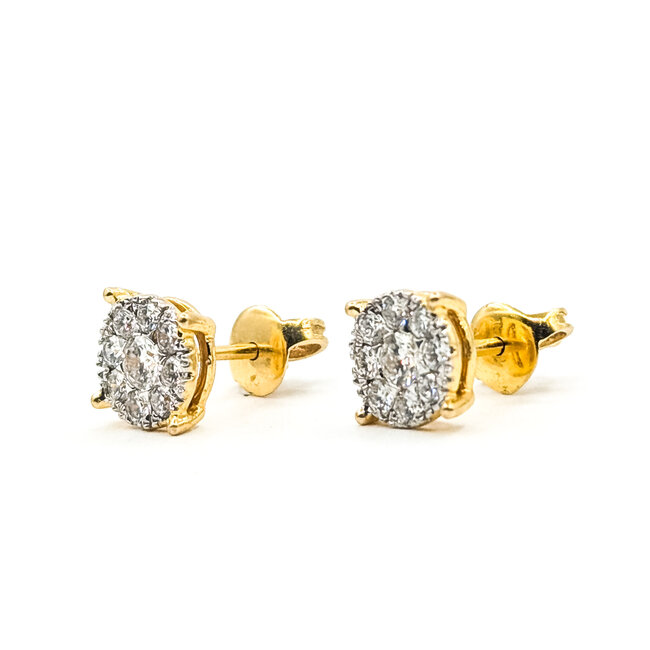 Earrings Stud Cluster 0.38ctw Round Diamonds        18ky 7.5mm  2.20g 226070073