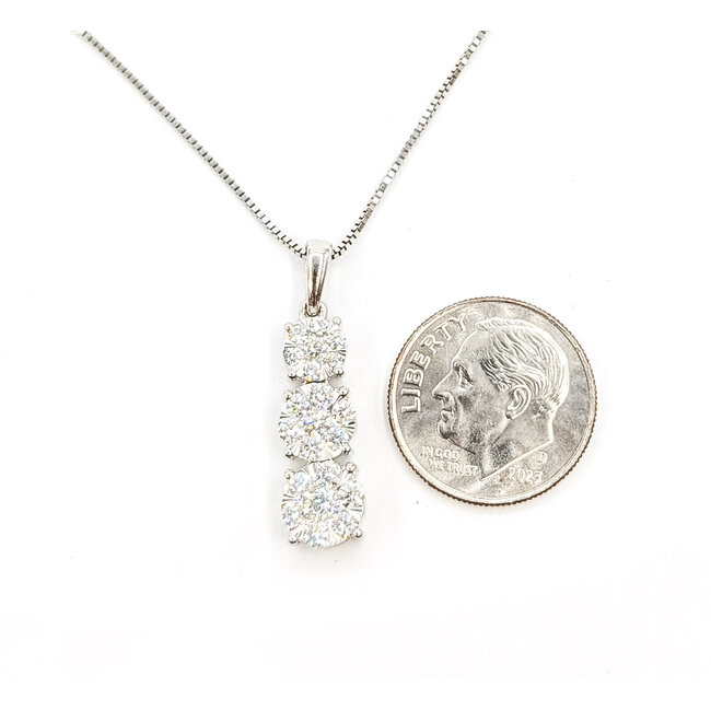 Pendant Journey Three Stone 0.60ctw Round Diamonds        14kw 26x7mm 17" 4.56g 226070079