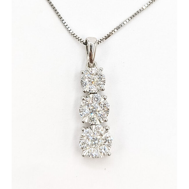 Pendant Journey Three Stone 0.60ctw Round Diamonds        14kw 26x7mm 17" 4.56g 226070079
