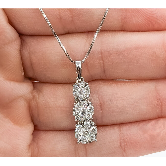 Pendant Journey Three Stone 0.60ctw Round Diamonds        14kw 26x7mm 17" 4.56g 226070079