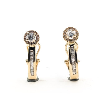Earrings J Hoop Omega Back 1.12ctw Round Diamonds        14ky  .8x.25" 7.00g 226070080