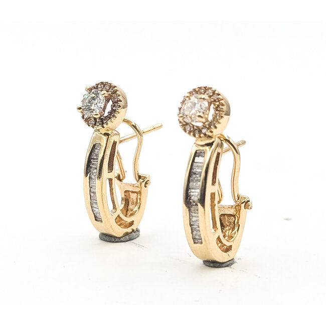 Earrings J Hoop Omega Back 1.12ctw Round Diamonds        14ky  .8x.25" 7.00g 226070080