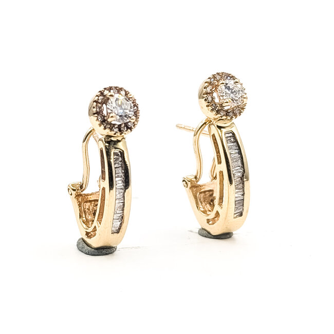 Earrings J Hoop Omega Back 1.12ctw Round Diamonds        14ky  .8x.25" 7.00g 226070080