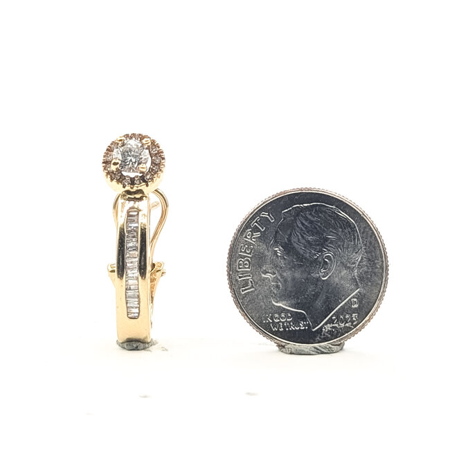 Earrings J Hoop Omega Back 1.12ctw Round Diamonds        14ky  .8x.25" 7.00g 226070080