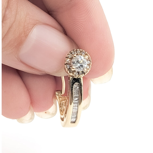 Earrings J Hoop Omega Back 1.12ctw Round Diamonds        14ky  .8x.25" 7.00g 226070080