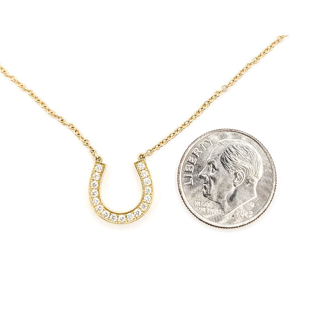 Pendant Horeshoe  0.16ctw Round Diamonds        18ky 14x12mm 16" 3.70g 226070081