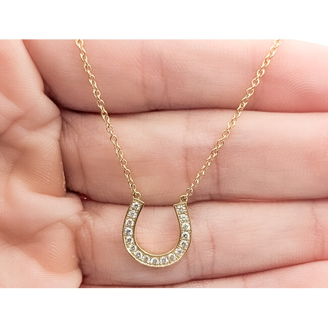 Pendant Horeshoe  0.16ctw Round Diamonds        18ky 14x12mm 16" 3.70g 226070081