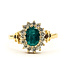 Ring Halo Tapered Band 0.23ctw Round Diamonds  0.50ct Green Emerald    14ky 2.5mm Sz6 3.48g 226070084