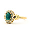 Ring Halo Tapered Band 0.23ctw Round Diamonds  0.50ct Green Emerald    14ky 2.5mm Sz6 3.48g 226070084