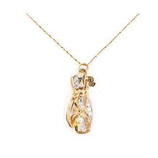 Pendant Golf Bag W/Chain 0.15ctw Round Diamonds        14ky 1x.5" 24" 5.27g 226070117