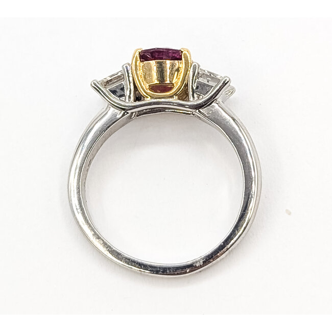 Ring 3-Stone  1.50ctw Princess Diamonds GIA Report: 2231723239 1.41ct Red Ruby    Platinum 3mm Sz7.5 8.32g 226070142