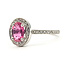 Ring Halo  0.10ctw Round Diamonds  0.76ct Pink Sapphire    Platinum 1.8mm Sz6.5 4.94g 226070090