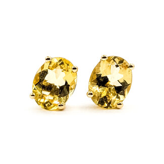 Earrings Stud      2.80ct Yellow Citrine    14ky 9x7mm  2.48g 226070122