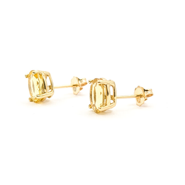 Earrings Stud      2.80ct Yellow Citrine    14ky 9x7mm  2.48g 226070122