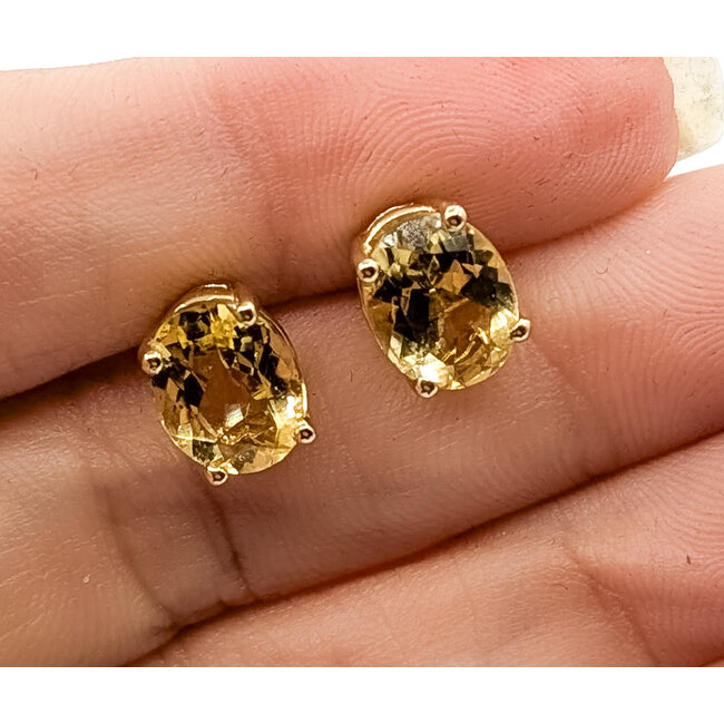 Earrings Stud      2.80ct Yellow Citrine    14ky 9x7mm  2.48g 226070122